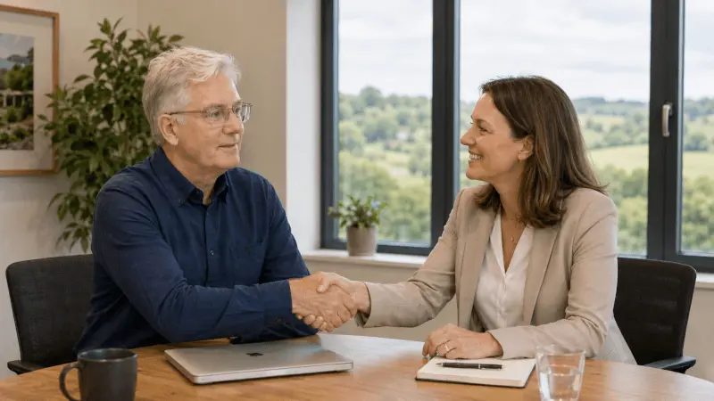 Nigel Taylor of PerformOS meeting with a client