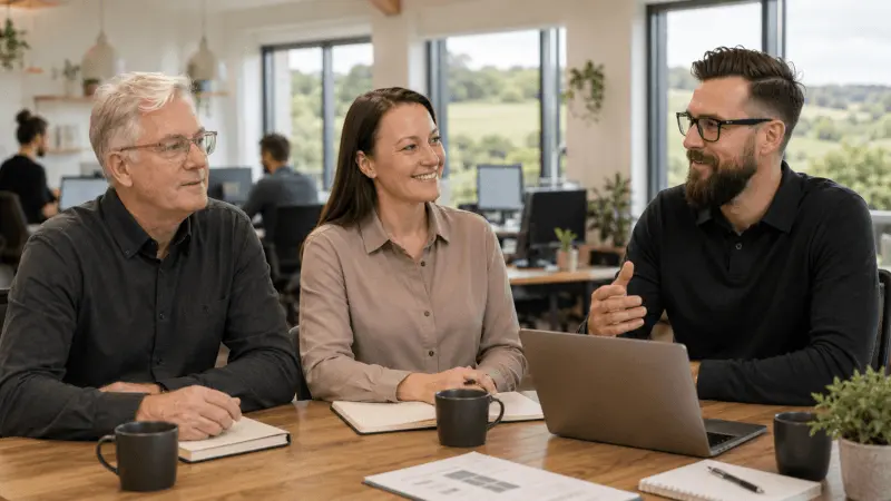 The PerformOS team in a client meeting